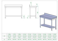 Arbeitstisch aus Edelstahl, mit Aufkantung, 160 x 70