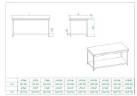 Arbeitstisch aus Edelstahl, 200 x 60